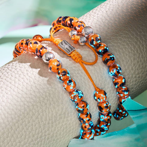 Braise incandescente | Argent | Bracelet en macramé en verre Firefly